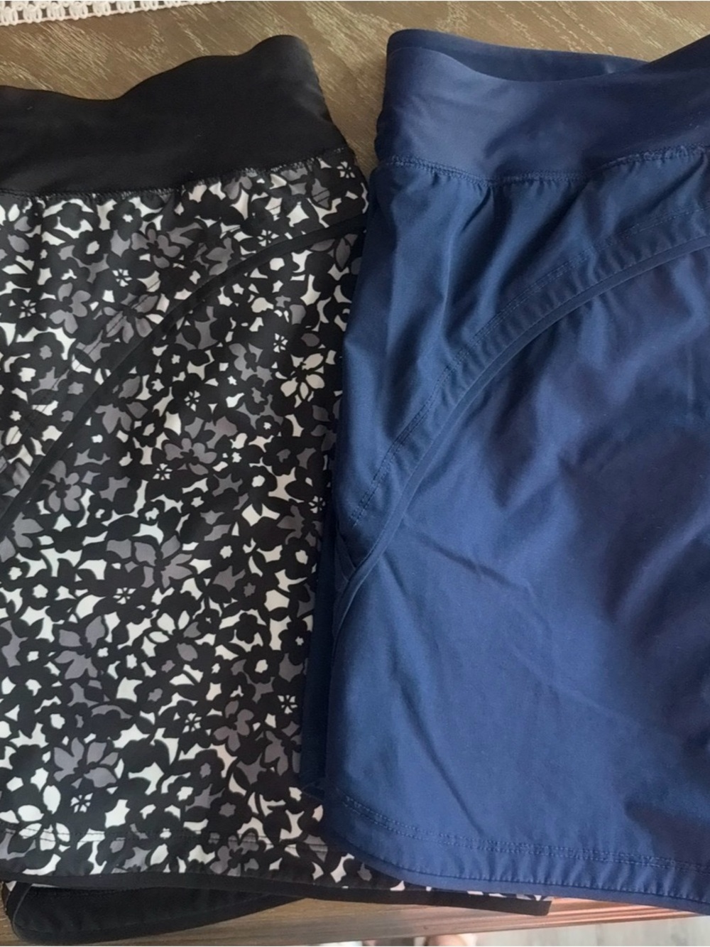 2 Pairs of Lands' End Women's Swim Shorts - Navy, and Black Floral SIZE 8